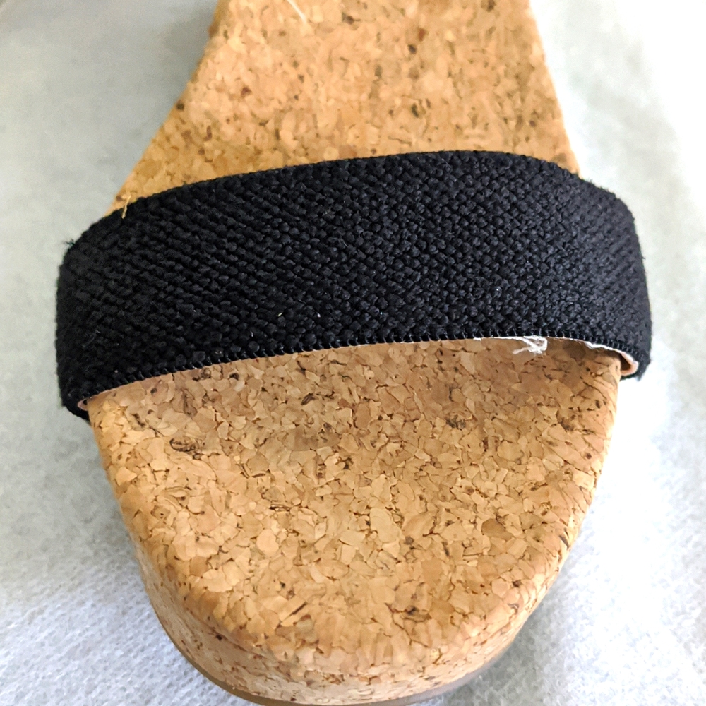 Lucky Brand LP-Maxyne Women's Black Textile Upper Cork Wedge Sandals - Picture 4 of 11